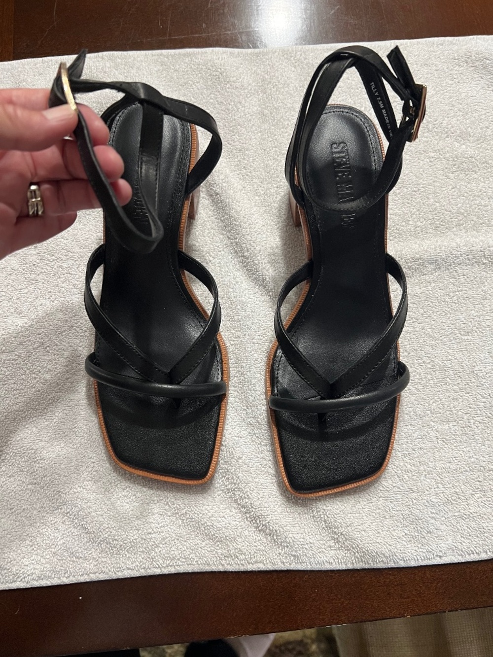 Steve Madden Tilly Block Heel Sandal - Black - Size 7.5